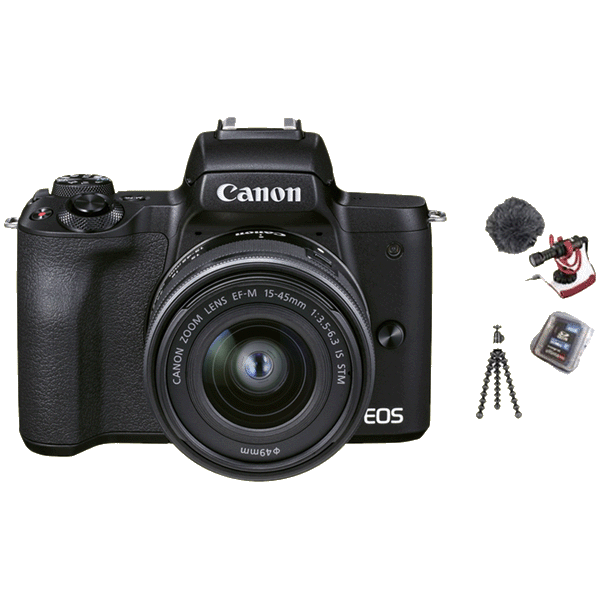 Canon EOS-M50 Mark II schwarz + Canon 15-45/3,5-6,3 EF-M IS STM schwarz + Vlogger Kit kaufen bei top-foto.de