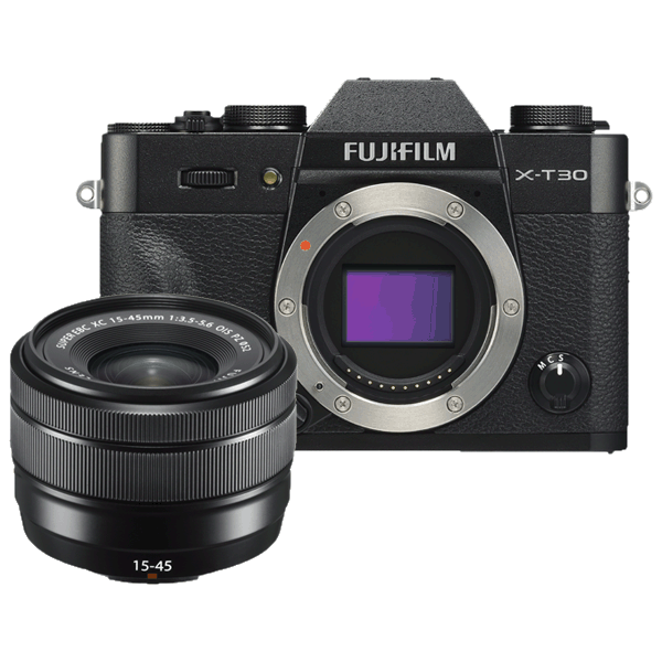 Fujifilm X-T30 schwarz + Fujifilm 15-45/3,5-5,6 AF XC OIS PZ Fujinon für Fujifilm X-Mount kaufen bei top-foto.de