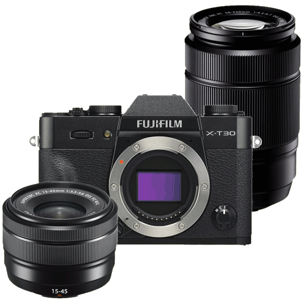 Fujifilm X-T30 schwarz + Fujifilm 15-45/3,5-5,6 AF XC OIS PZ Fujinon für Fujifilm X-Mount + Fujifilm 50-230/4,5-6,7 AF XC OIS II PH XC für Fujifilm X-Mount kaufen bei top-foto.de