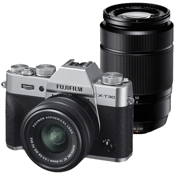 Fujifilm X-T30 silber + Fujifilm 15-45/3,5-5,6 AF XC OIS PZ Fujinon für Fujifilm X-Mount + Fujifilm 50-230/4,5-6,7 AF XC OIS II PH XC für Fujifilm X-Mount kaufen bei top-foto.de