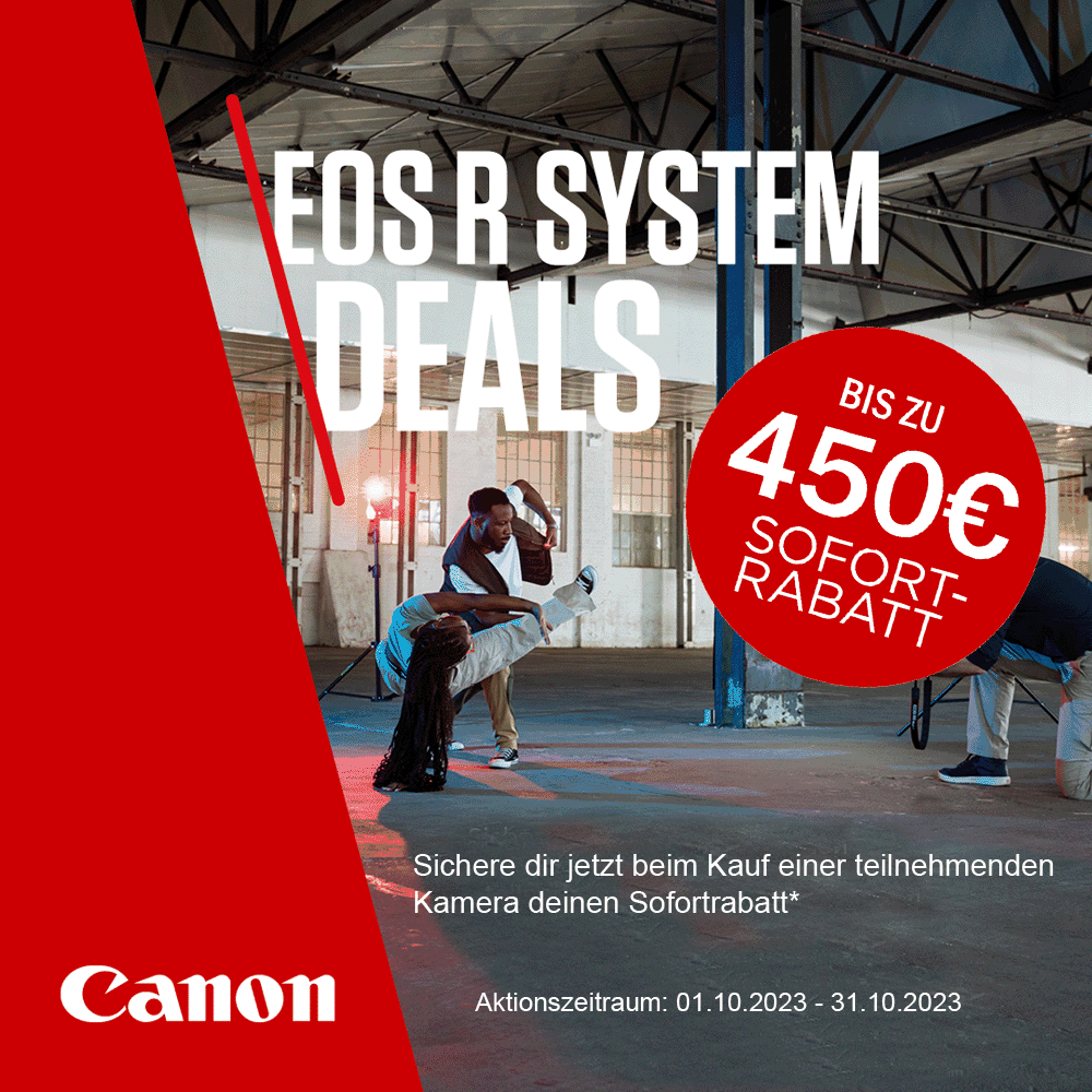 Jetzt teilnehmende Canon kaufen und bis zu 450,00 € Sofortrabatt erhalten (01.10.2023 - 31.10.2023)