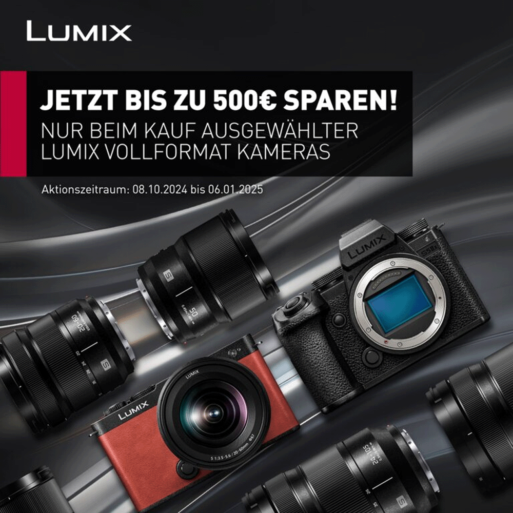 Jetzt teilnehmende Panasonic Lumix Artikel kaufen und bis zu 500,00 € Sofortrabatt erhalten (08.10.2024 bis 06.01.2025)