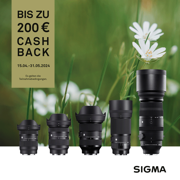 Jetzt Sigma Objektiv kaufen und bis zu 200,00 EUR CashBack sichern (15.04.2024 bis 30.06.2024)