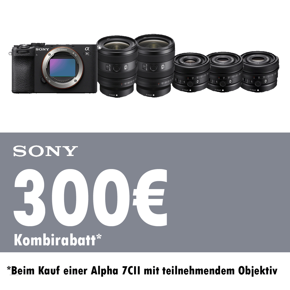 Jetzt Sony Alpha 7CII zusammen mit Aktionsobjektiv kaufen und 300,00  Sofortrabatt erhalten (01.11.2024 bis 31.01.2025)