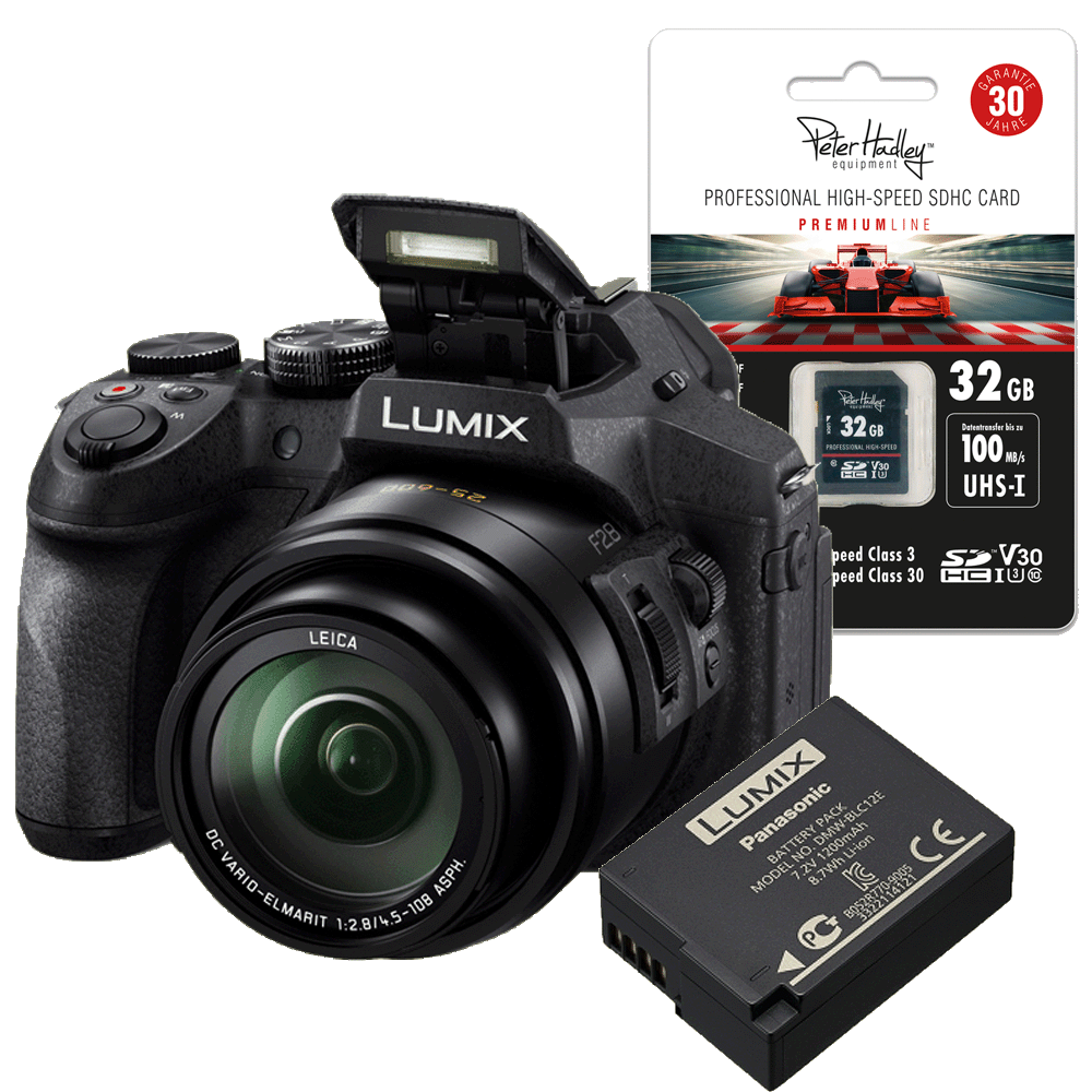 Panasonic Lumix DMC-FZ330EG-K schwarz Special-Edition (Set mit extra DMW-BLC12 Akku und Peter-Hadley 32GB SDXC-Speicherkarte) kaufen bei top-foto.de