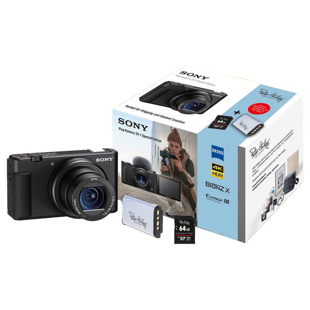 Sony ZV-1 Vlog-Kamera Special Edition (mit Peter-Hadley NP-BX1 Akku und Peter-Hadley 64GB SDXC-Speicherkarte) kaufen bei top-foto.de